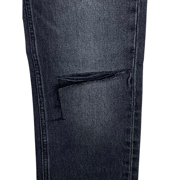 RE/DONE 70'S Straight Leg High Rise Jeans in Worn Black with Rips - Size 23 - Picture 5 of 8